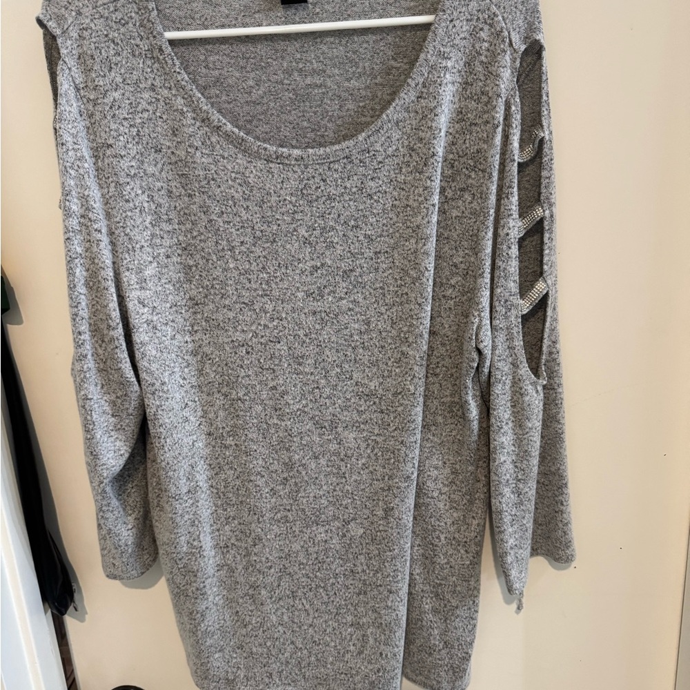 Gray Scoop Neck Sweater